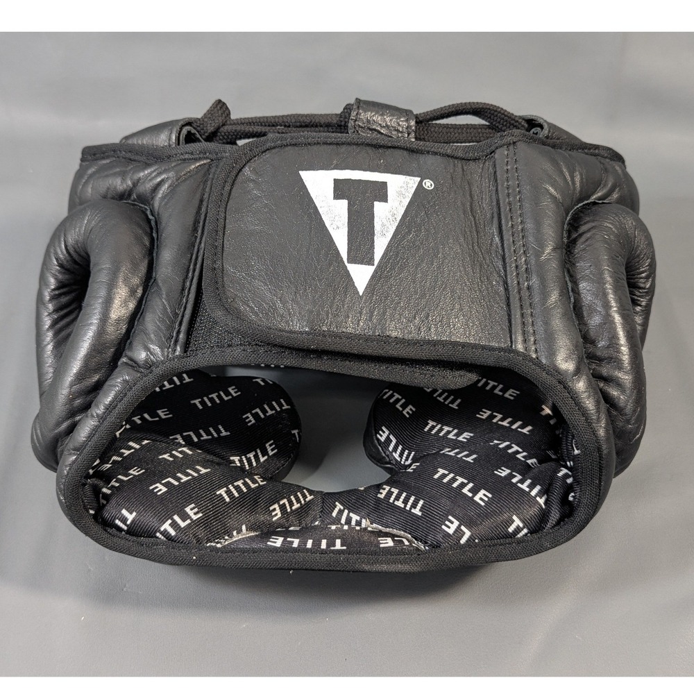 Title Boxing Classic Leather Headgear Black Size Large Protective Sparring Gear